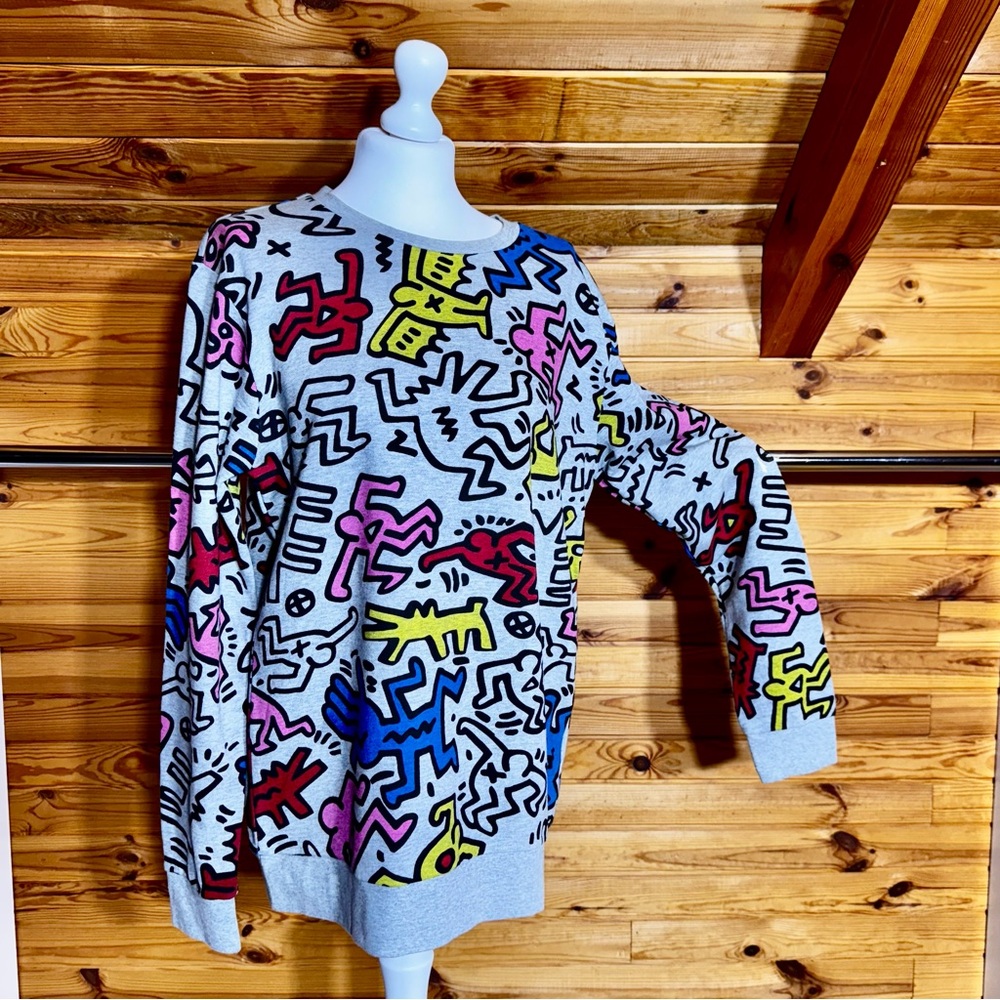 Keith Haring Vintage Pop Art Print Cotton Graphic Sweatshirt Unisex Size M